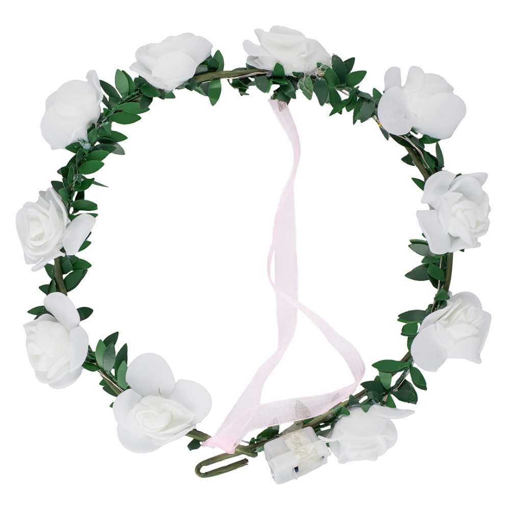 картинка Светодиодный венок из цветов, Белый, 20 см, 1 шт. от магазина FiestaGift