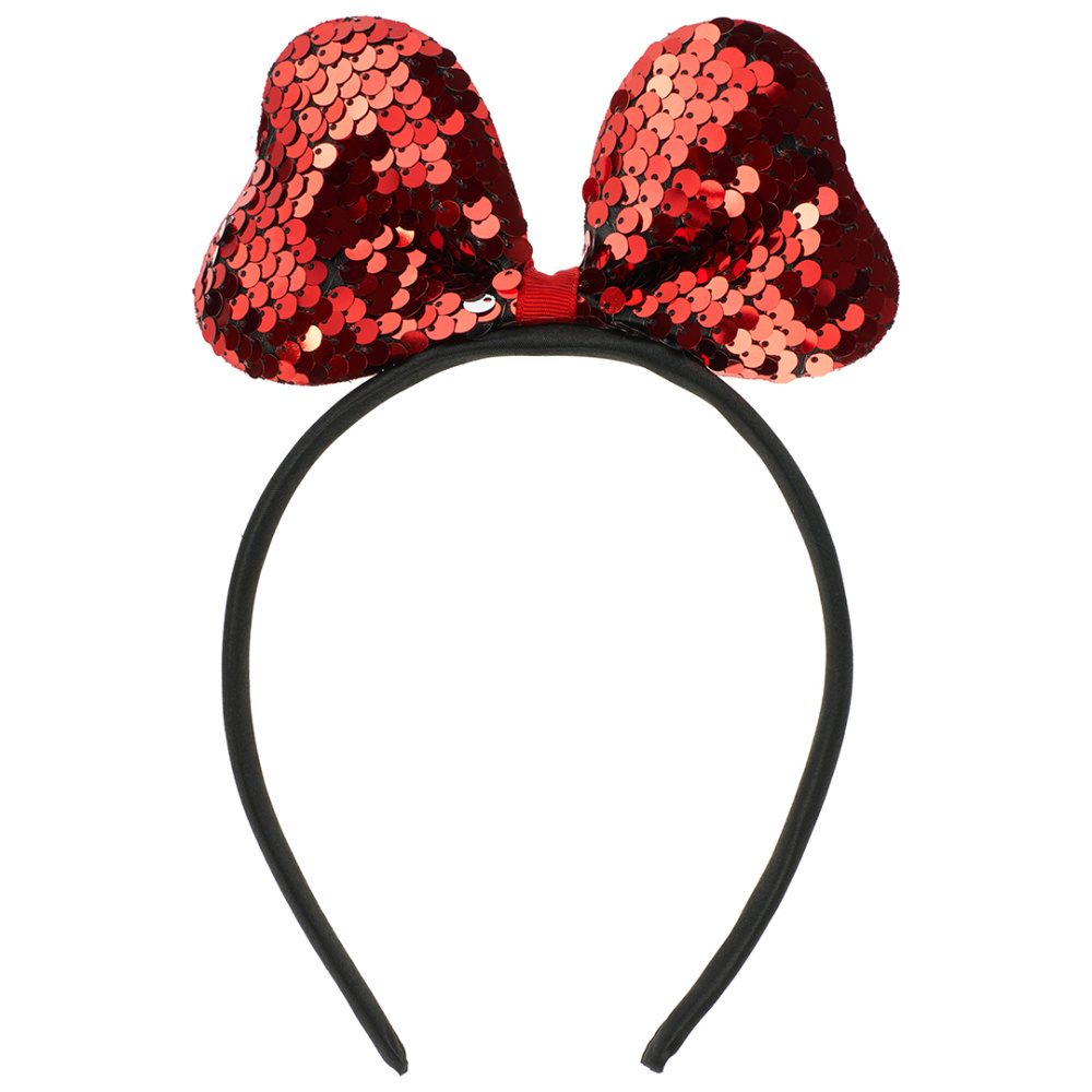 картинка Ободок, Нарядный бант, с пайетками, Красный, 1 шт. от магазина FiestaGift