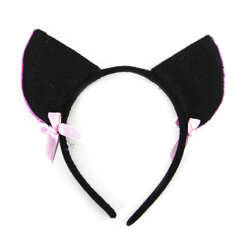 картинка Ободок, Ушки с бантиками, Черный/Розовый, 1 шт. от магазина FiestaGift