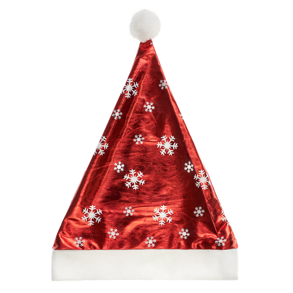 картинка Колпак Новогодний, Белые снежинки, Красный, 54-56 разм., 1 шт. от магазина FiestaGift