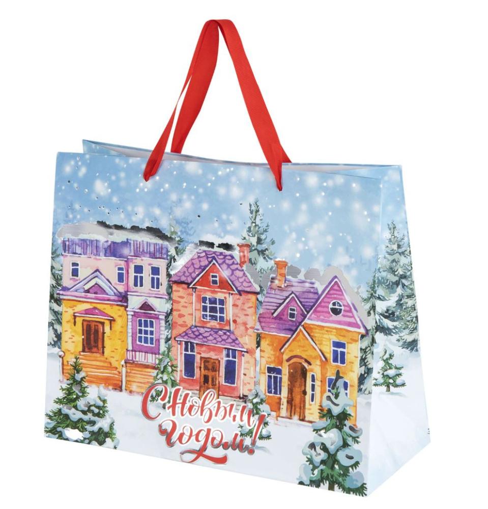 картинка Пакет подарочный (1шт) новогодний 26х13х32см "Winter Wonderland" фольга, ас-ти ЗОЛОТАЯ СКАЗКА 592443 от магазина FiestaGift.ru