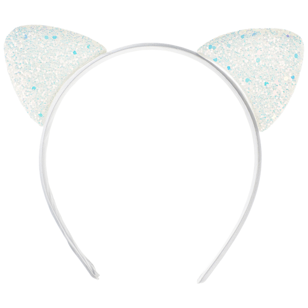 картинка Ободок Кошка, Белый, с блестками, 1 шт. от магазина FiestaGift