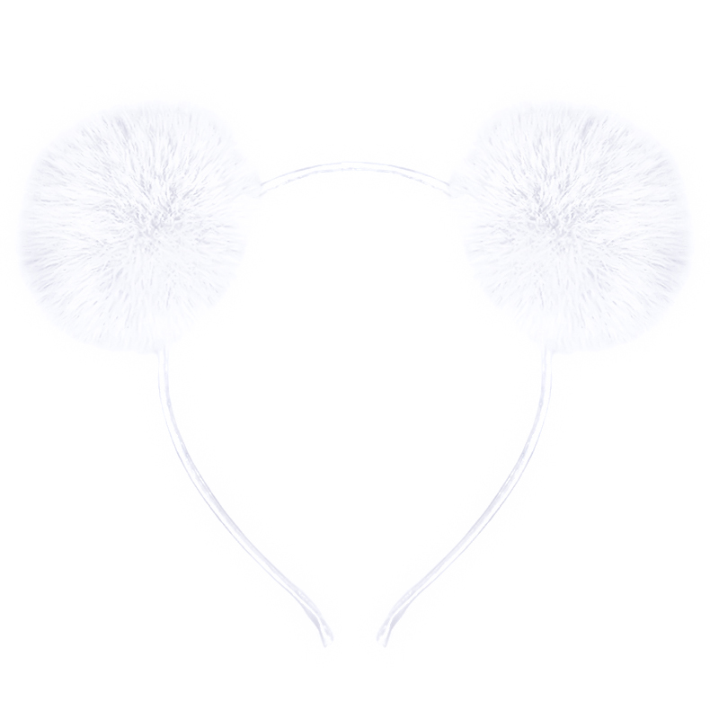 картинка Ободок, Пушистые помпончики, Белый, 1 шт. от магазина FiestaGift