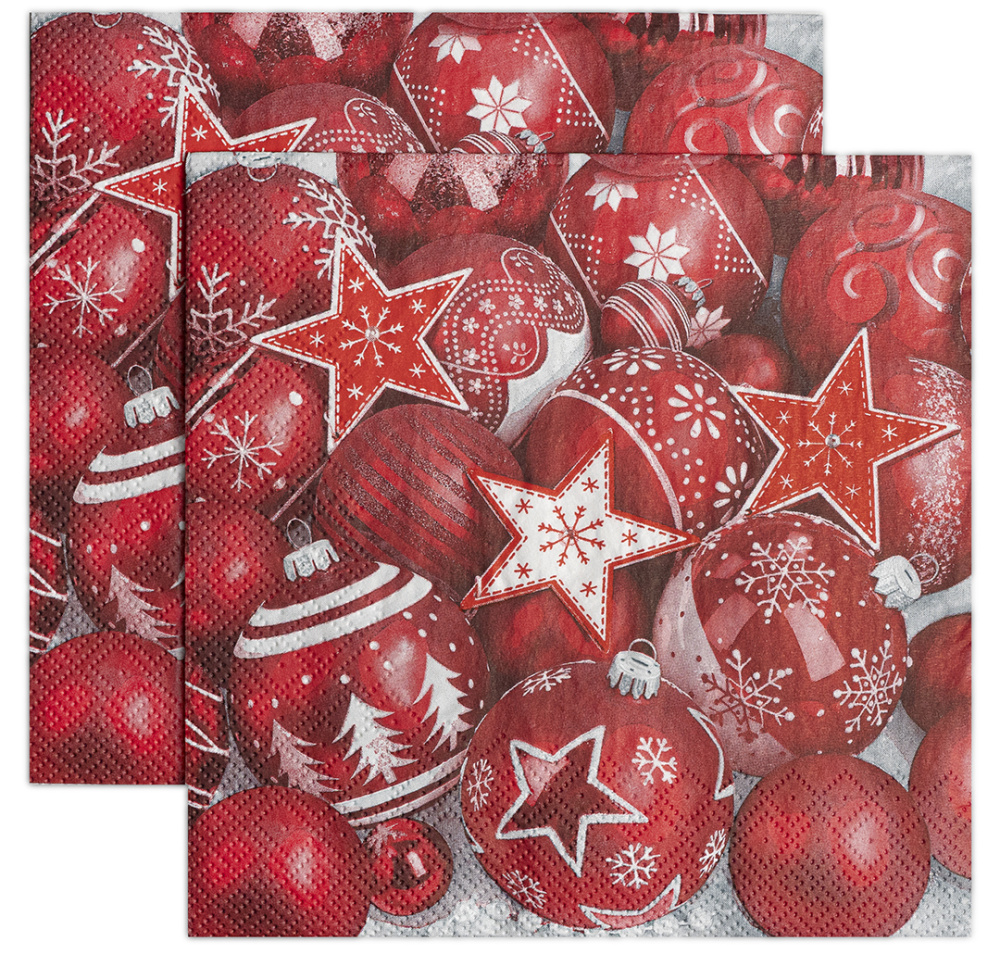 картинка Сервировочные салфетки, Новогодняя композиция, Красный, 33*33 см, 20 шт. от магазина FiestaGift