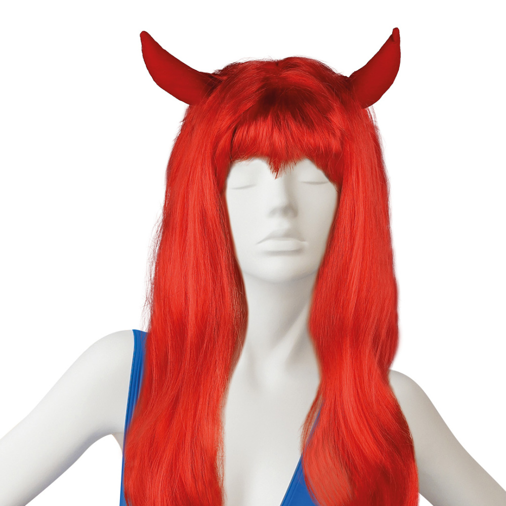 картинка Парик карнавальный, 160 гр, Чертенок, Красный, 1 шт. в упак. от магазина FiestaGift