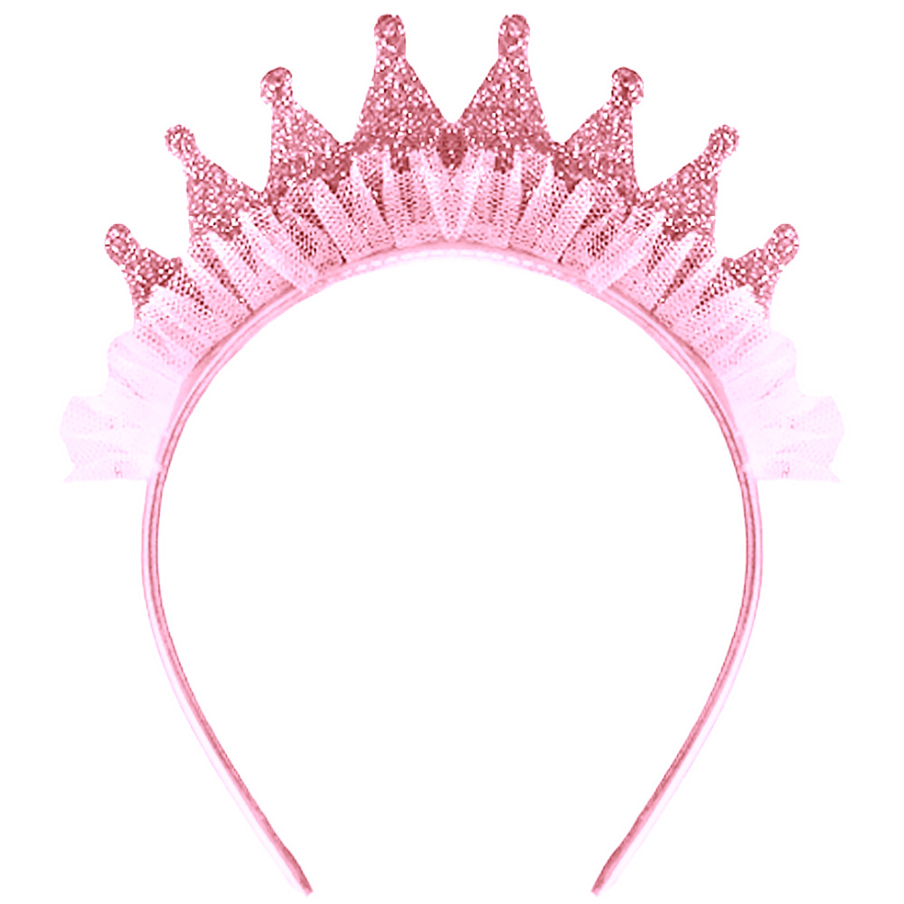 картинка Ободок, Сверкающая корона, Розовый, с блестками, 1 шт. от магазина FiestaGift