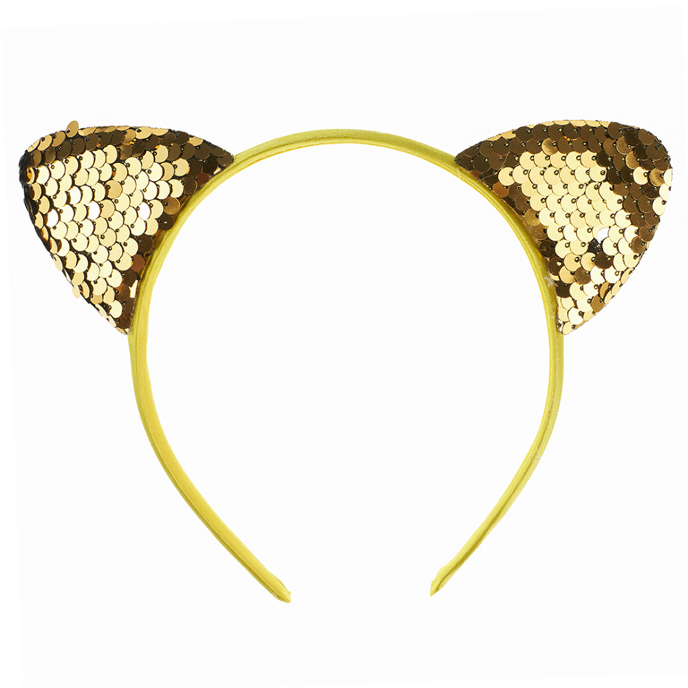 картинка Ободок Кошка, с пайетками, Золото, 1 шт. от магазина FiestaGift