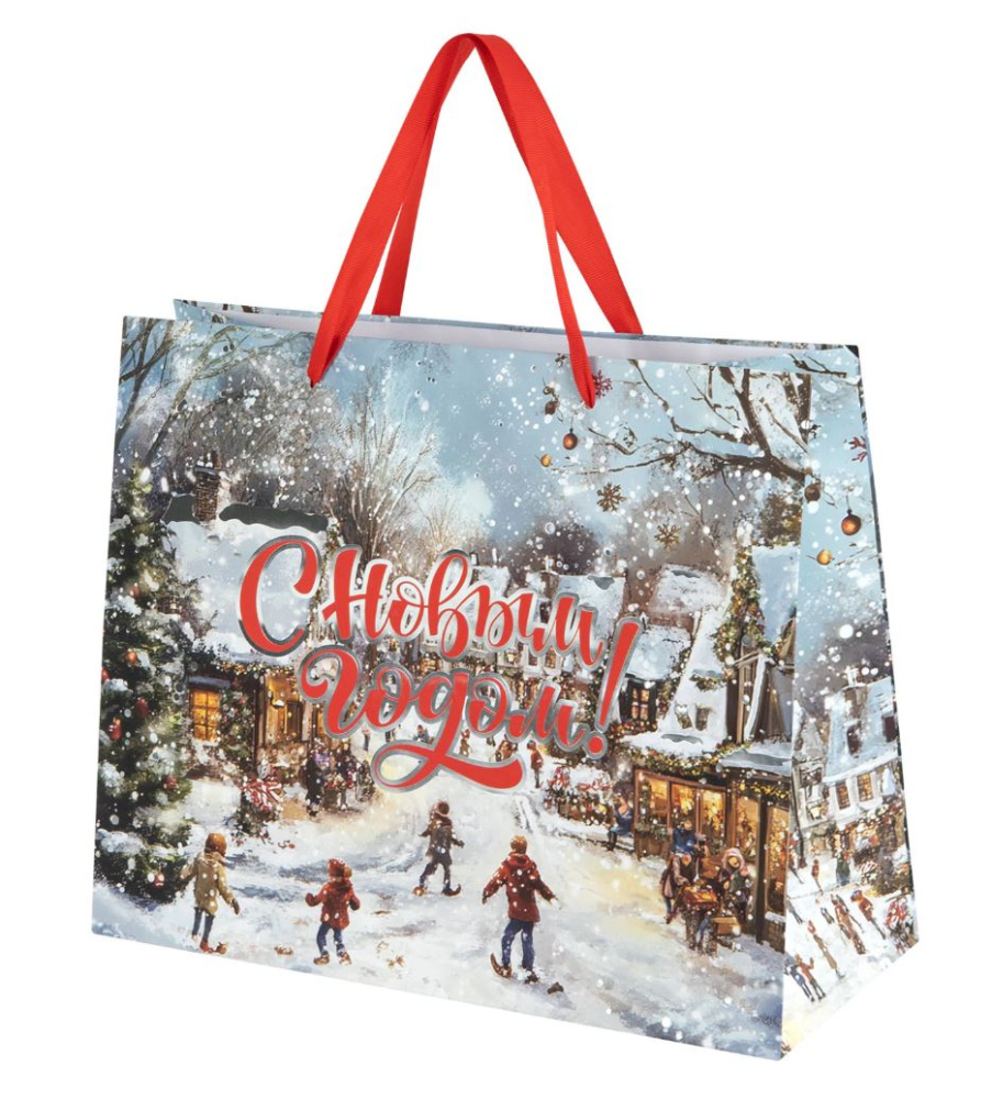 картинка Пакет подарочный (1шт) новогодний 26х13х32см "Winter Wonderland" фольга, ас-ти ЗОЛОТАЯ СКАЗКА 592443 от магазина FiestaGift.ru
