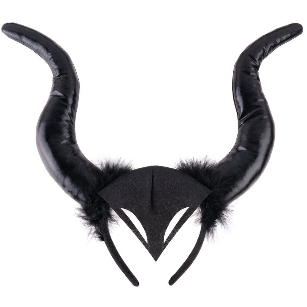 картинка Ободок, Объемные рога, Черный, 30*25 см, 1 шт. от магазина FiestaGift