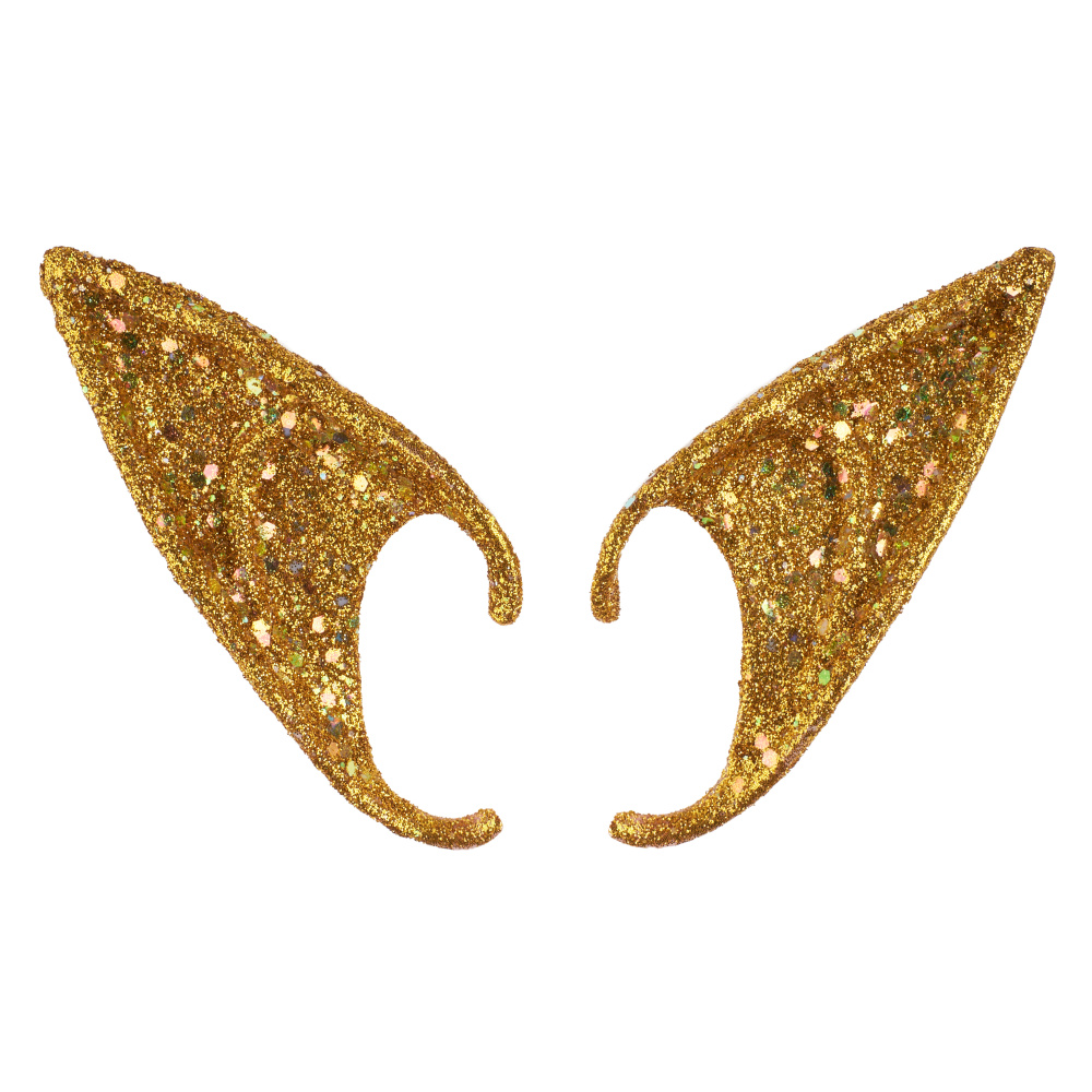 картинка Уши эльфа, длинные, с глиттером, Золото, 12 см, 1 шт. от магазина FiestaGift