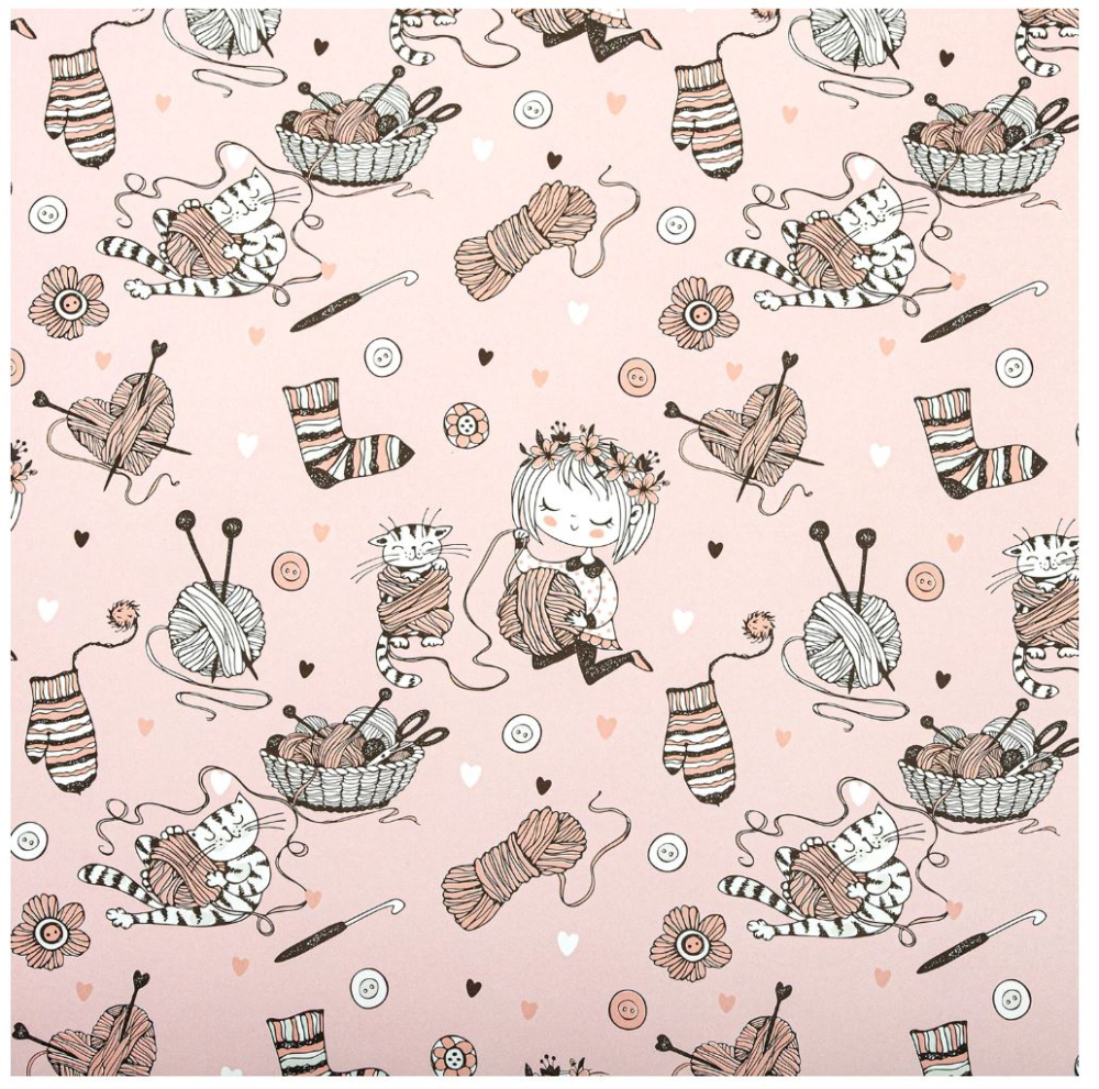 картинка Бумага упаковочная мелованная "For Kids" 70x100см, 10 дизайнов ассорти, ЗОЛОТАЯ СКАЗКА, 591918 от магазина FiestaGift