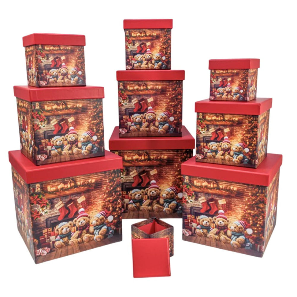 картинка Коробки Куб Набор 1/10 26,5*26,5*26,5 "Новый год"-2688 1/4 от магазина FiestaGift.ru