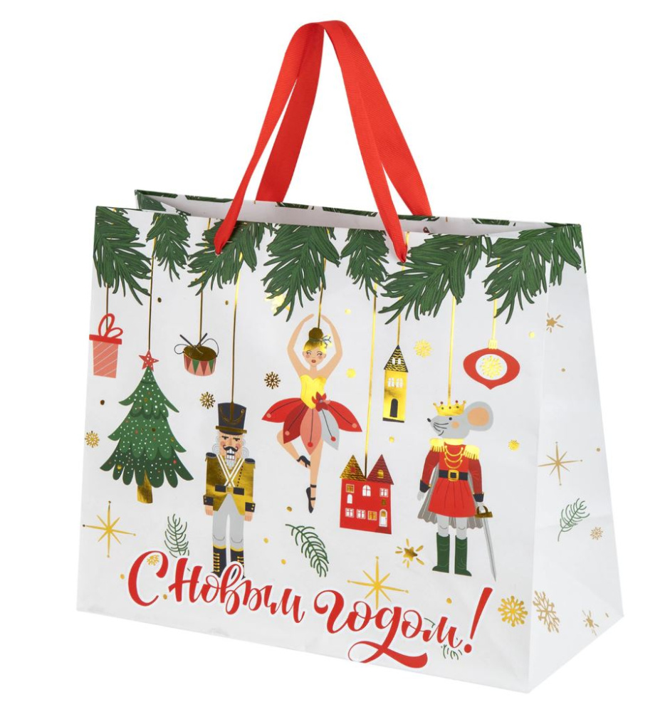 картинка Пакет подарочный (1шт) новогодний 26х13х32см "Winter Wonderland" фольга, ас-ти ЗОЛОТАЯ СКАЗКА 592443 от магазина FiestaGift.ru