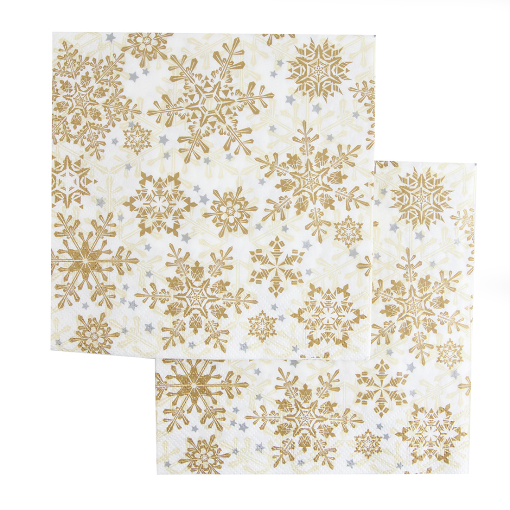 картинка Сервировочные салфетки, Золотые снежинки, 33*33 см, 20 шт. от магазина FiestaGift