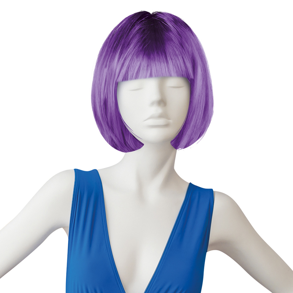 картинка Парик карнавальный, 110 гр, Каре, Фиолетовый, 1 шт. в упак. от магазина FiestaGift