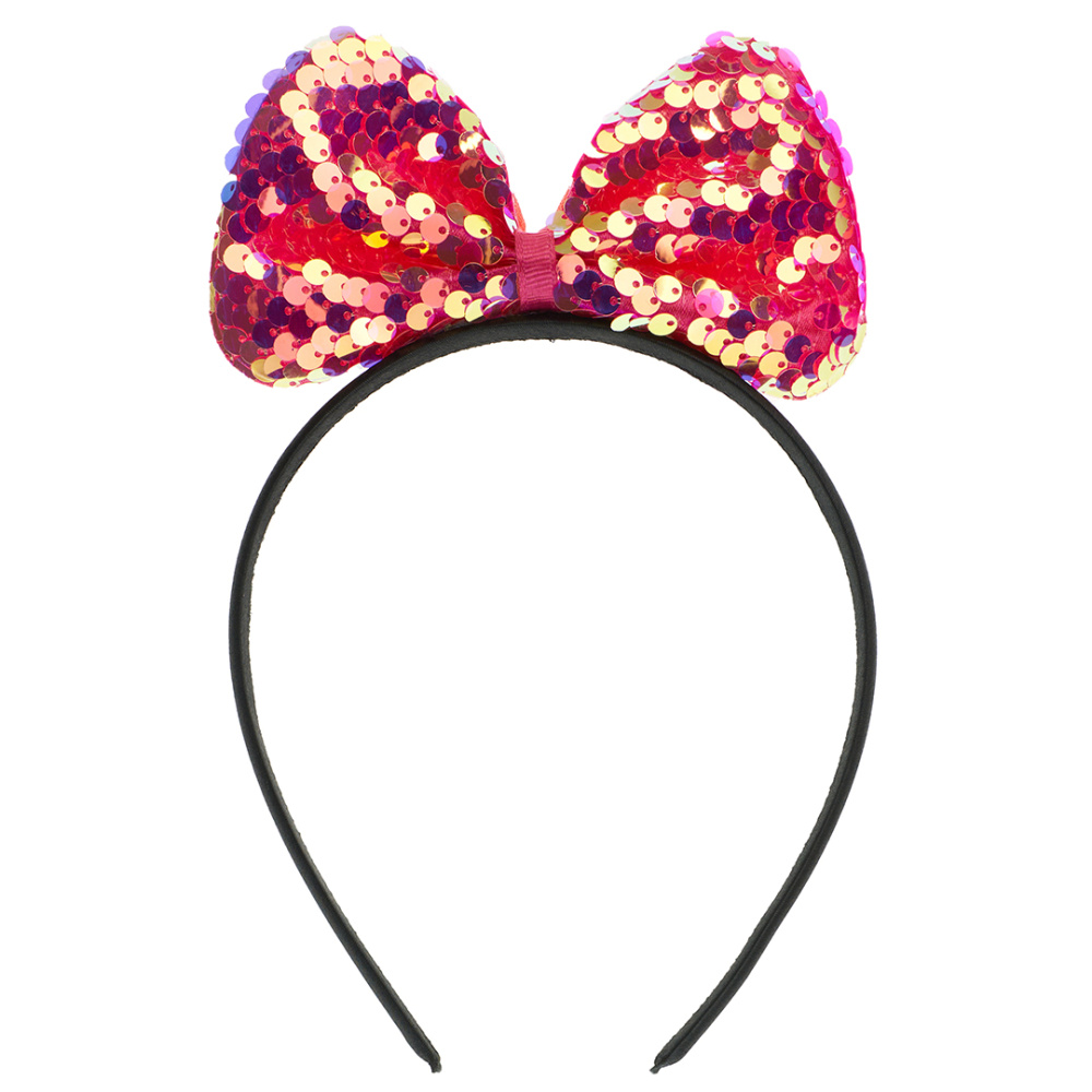 картинка Ободок, Прелестный бант, с пайетками, Малиновый, 1 шт. от магазина FiestaGift