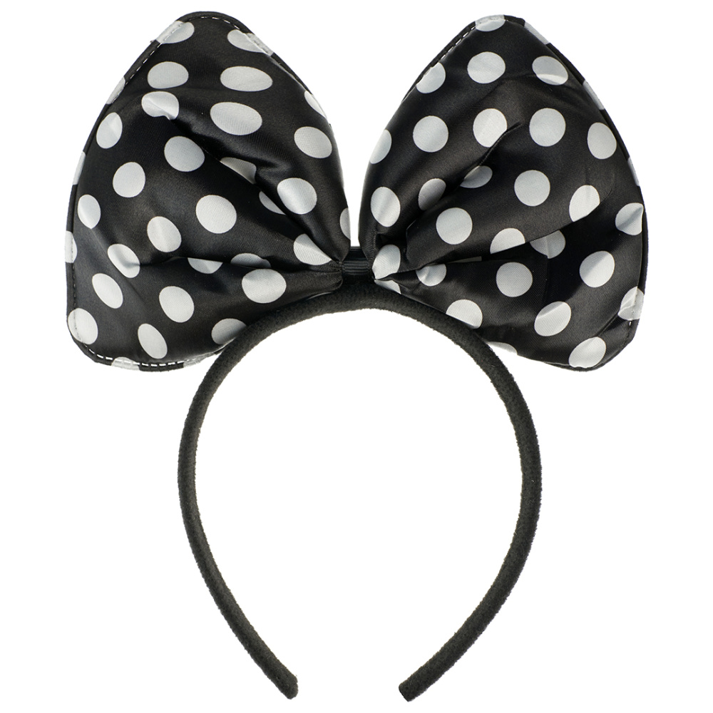 картинка Ободок Бант, Белые точки, Черный, 1 шт. от магазина FiestaGift