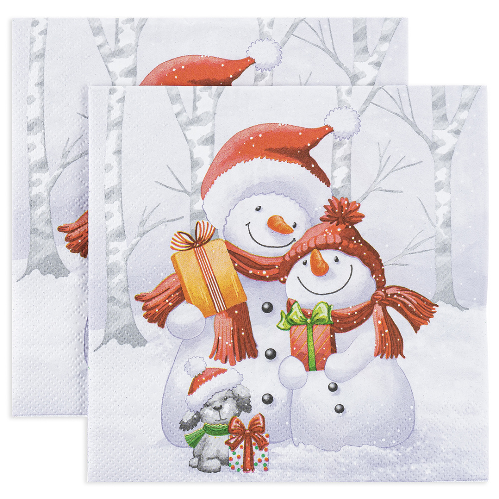 картинка Сервировочные салфетки, Добрые снеговики, 33*33 см, 20 шт. от магазина FiestaGift