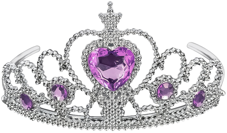 картинка Корона пластиковая, Сердце, Серебро/Сиреневый, 1 шт. от магазина FiestaGift