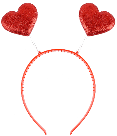 картинка Ободок, Сердечки, Красный, с блестками, 1 шт. от магазина FiestaGift