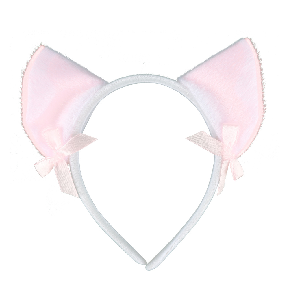 картинка Ободок, Ушки с бантиками, Белый/Розовый, 1 шт. от магазина FiestaGift