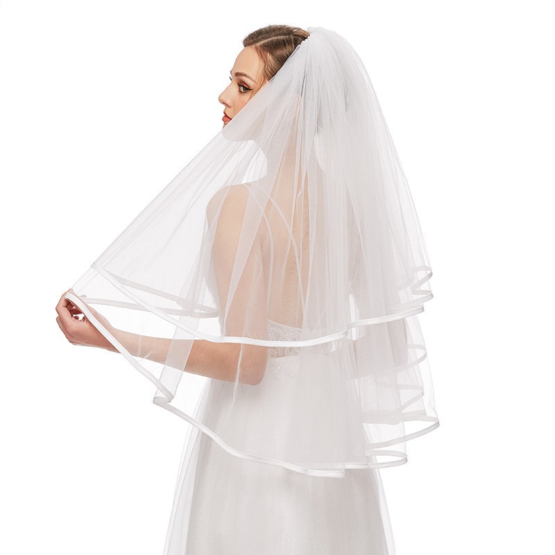 картинка Фата с гребнем, 2 слоя, 60/80, Белый, 1 шт. от магазина FiestaGift