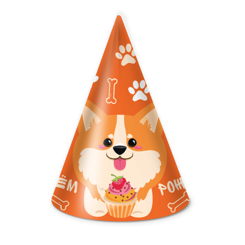 картинка Колпаки, Счастливый корги, 6 шт. в упак. от магазина FiestaGift