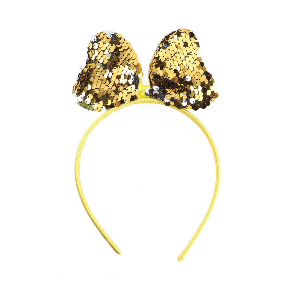 картинка Ободок, Нарядный бант, с пайетками, Золото, 1 шт. от магазина FiestaGift