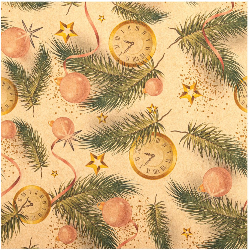 картинка Бумага упаковочная новогодняя "Christmas Kraft" 70*100см, 10 дизайнов ассорти, ЗОЛОТАЯ СКАЗКА 592053 от магазина FiestaGift