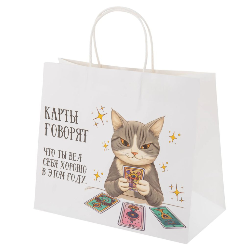 картинка Пакет подарочный (1 штука), новогодний, 28х14х24 см "Котики", крафт, ассорти, ЗОЛОТАЯ СКАЗКА, 592433 от магазина FiestaGift.ru