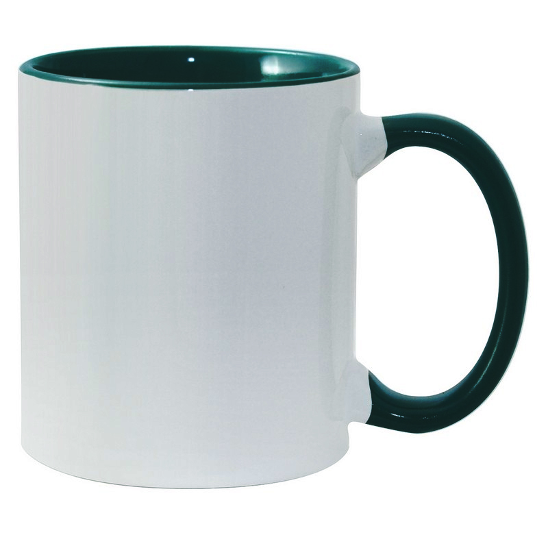 картинка Арт.56 - Кружка цветная внутри + цветная ручка (темно-зеленая) от магазина FiestaGift