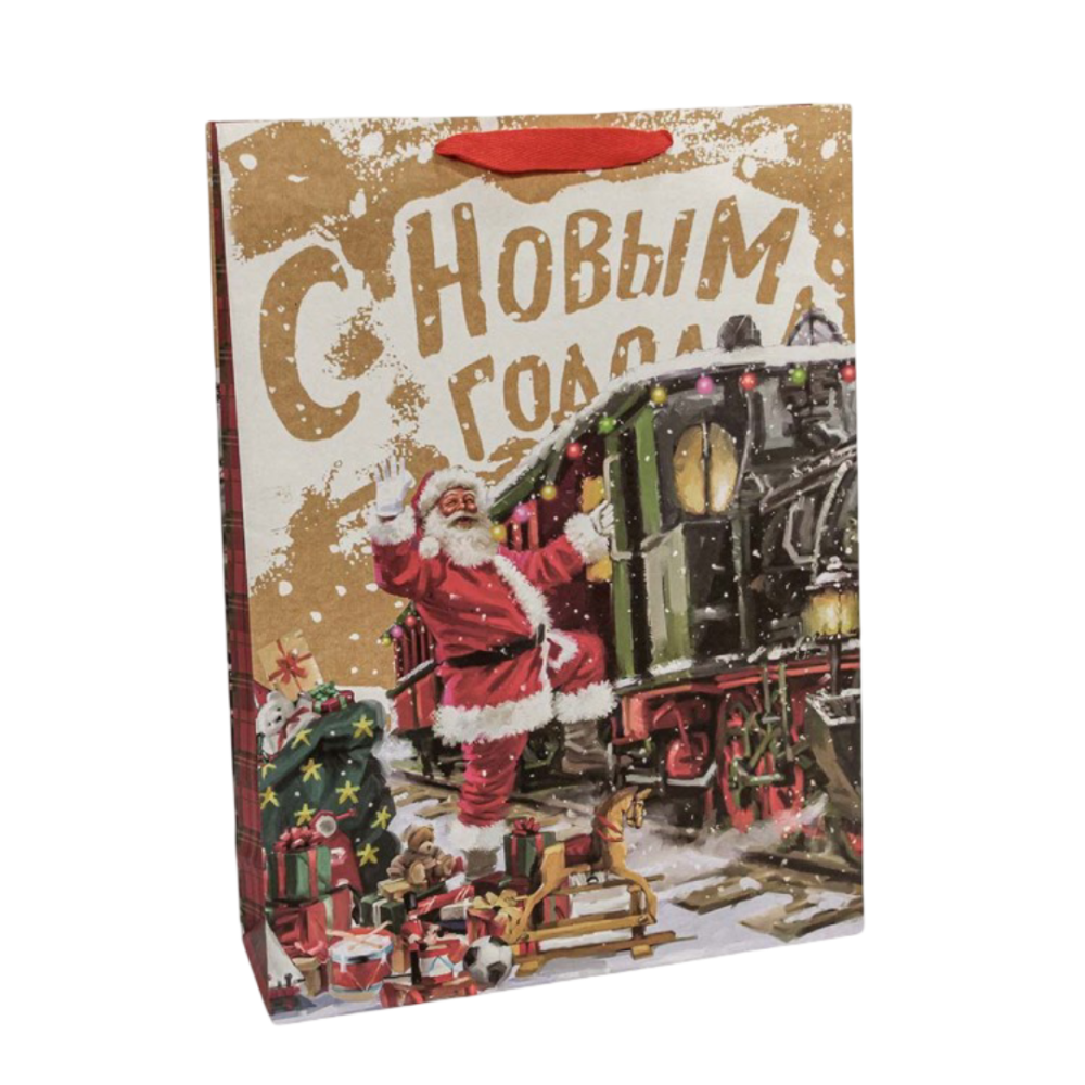 картинка Пакет подарочный Крафт "Новогодний" (микс) 33*45*11 150г 1/20 1/240 от магазина FiestaGift.ru