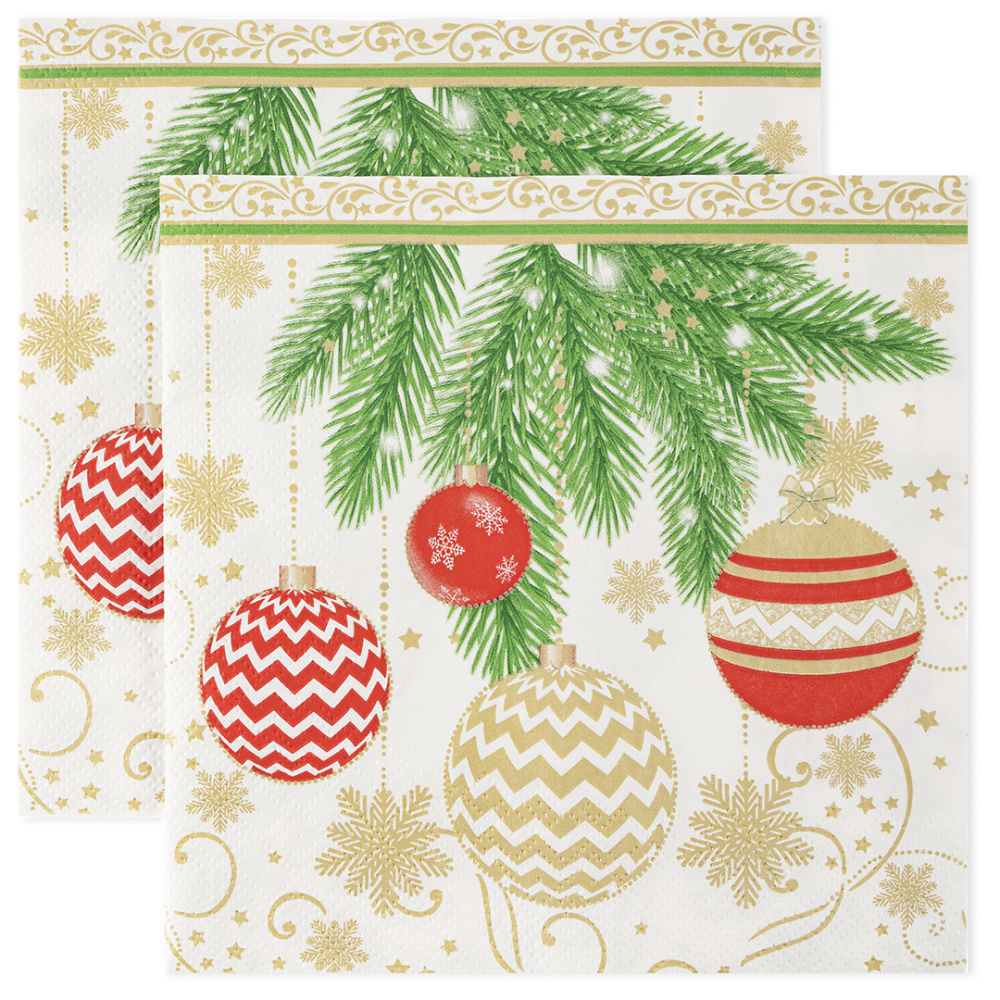 картинка Сервировочные салфетки, Елочные украшения, 33*33 см, 20 шт. от магазина FiestaGift