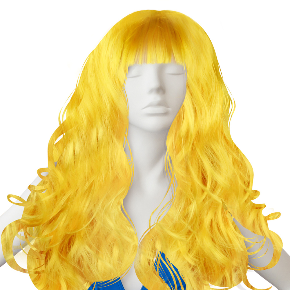 картинка Парик карнавальный, 160 гр, Локоны, Желтый, 1 шт. в упак. от магазина FiestaGift