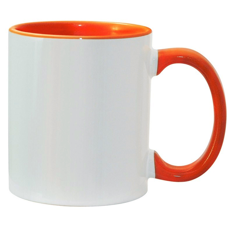 картинка Арт.60 - Кружка цветная внутри + цветная ручка (оранжевая) от магазина FiestaGift
