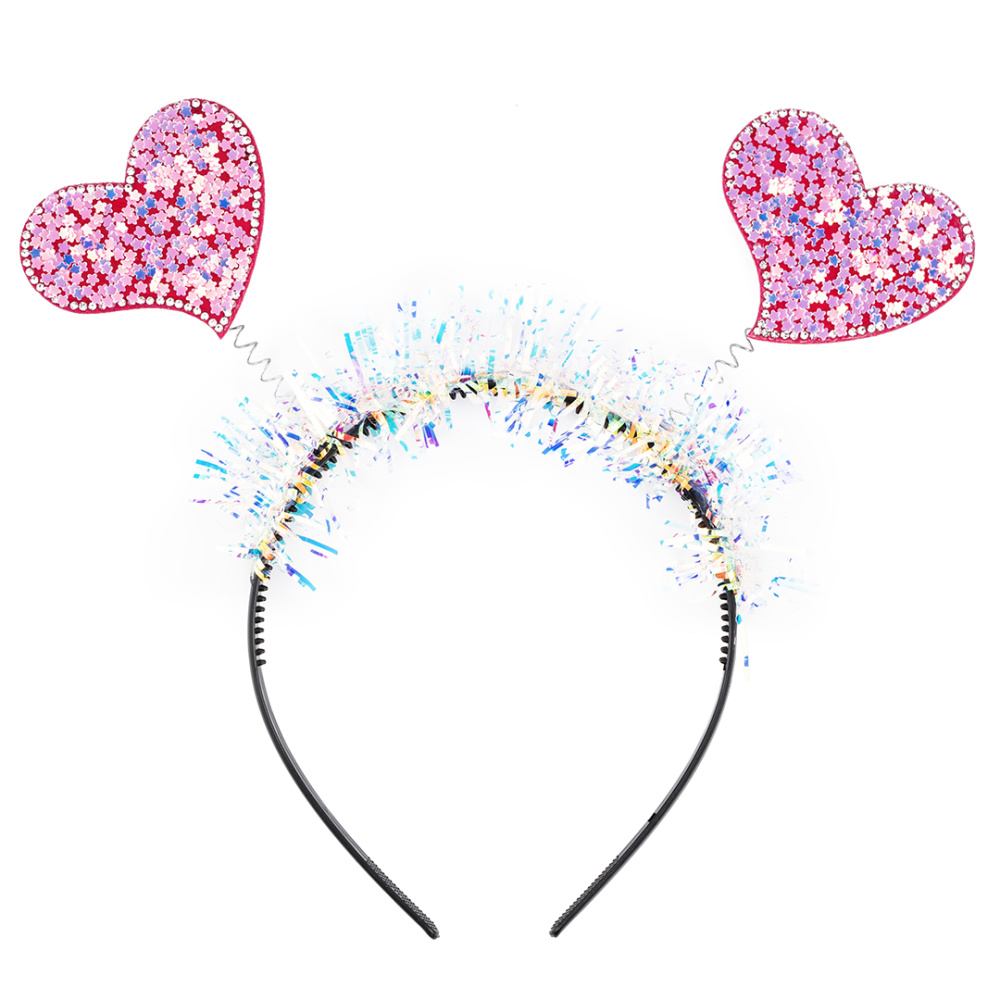 картинка Ободок, Сердечки, Розовый, с блестками, 1 шт. от магазина FiestaGift