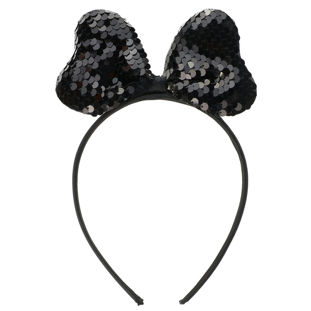 картинка Ободок, Нарядный бант, с пайетками, Черный, 1 шт. от магазина FiestaGift