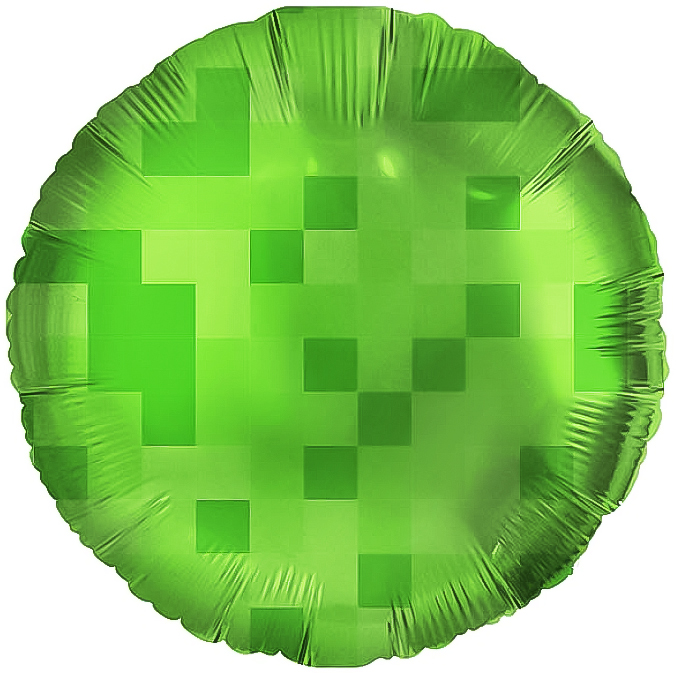 картинка Шар (18''/46 см) Круг, Пиксели, Зеленый, 1 шт. от магазина FiestaGift