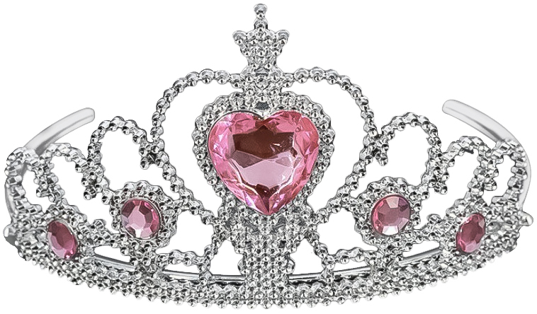 картинка Корона пластиковая, Сердце, Серебро/Розовый, 1 шт. от магазина FiestaGift