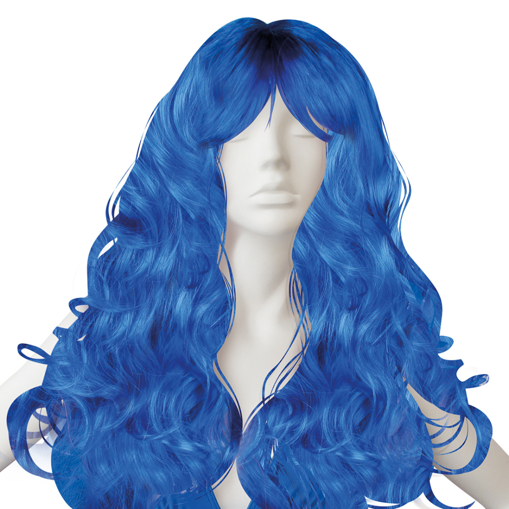 картинка Парик карнавальный, 160 гр, Локоны, Синий, 1 шт. в упак. от магазина FiestaGift