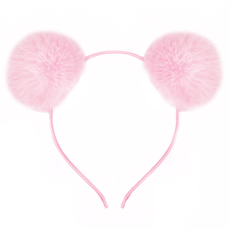 картинка Ободок, Пушистые помпончики, Розовый, 1 шт. от магазина FiestaGift